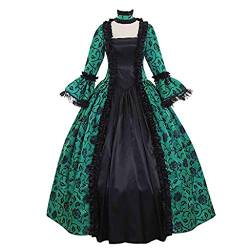 Beokeuioe Damen Vintage Mittelalterlichen Ballkleid Elegant Renaissance Maxikleid Gothic Festkleid Halloween Plisseekleid Barockes Rüschen Abendkleid Viktorianisches Cosplay Kleid von Beokeuioe