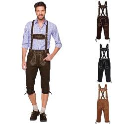 Beokeuioe Elegante Trachtenhose Trachten Lederhose mit Träger für Männer Oktoberfest Hose Leder-Kniebundhose für Herren Lederhosen bayerische Latzhose Performance Kleidung von Beokeuioe