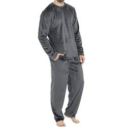 Beokeuioe Flanell Schlafanzüge Flanell Schlafanzug Herren Hausanzug Sleepwear 2-teiliger Winter Fleece Schlafanzug herren Flanell Pyjama Winter Lang Hausanzug von Beokeuioe