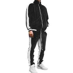 Beokeuioe Freizeitanzug Sport Fitness Gym Goldfarbener Samt Sportanzug Herren Jogginganzug Trainingsanzug Zweiteiler Jogginghose Langarm Sweatshirt Tracksuit zweiteilig von Beokeuioe