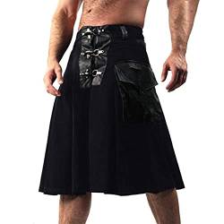 Beokeuioe Gothic Cargo Faltenrock Herren Rock Vintage Mittelalter traditioneller schottischer Hirsch, irischer Tartan, Schottischer Kilt für Herren, Kariert Röcke von Beokeuioe