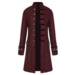 Beokeuioe Halloween Kostüm Herren Männer Gothic Mittelalter Jacke, Viktorianischen Gehrock Uniform Smoking Steampunk Mantel, Retro Langer Button Karneval Kleidung von Beokeuioe