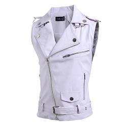 Beokeuioe Herren Ärmellose Weste Klassisch Brando Stil Steampunk Lederwesten Rindsleder Schwarz Leder Biker Waistcoat Kutte leder weste motorrad Biker rocker clubweste von Beokeuioe