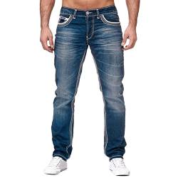 Beokeuioe Herren Jeanshose Denim Stretch Baumwolle Blau Schwarz bequem und pflegeleicht Herren-Jeans Jeans Hose Männer - Regular Fit Straight Cut - Stretch - Jeans-Hose Basic Washed von Beokeuioe