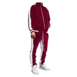 Beokeuioe Herren Jogginganzug Zweiteiler Freizeitanzug Sport Fitness Gym Goldfarbener Samt Sportanzug Trainingsanzug Jogginghose Langarm Sweatshirt Tracksuit zweiteilig von Beokeuioe