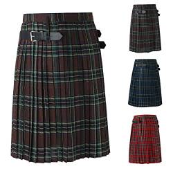 Beokeuioe Herren Kariert Röcke Schottischer Kilt Modern Fashion Schottische Culottes Rock Kleid Individualität Vintage Casual Karo Rock mit Taschen Männer Spleiß Schottischer Kilt… von Beokeuioe