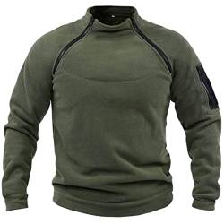 Beokeuioe Herren Sweatshirt Seitlicher Reißverschluss Army Jacke Outdoor Fleecepullover Warm Winter Tactical Jacke Stehkragen Fliesjacke Übergangsjacke Herren Teddy-Fell Kapuzen-Pullover von Beokeuioe