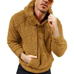 Beokeuioe Herren Teddy Fleece Plüschjacke mit Kapuze Casuale Zip Hoodie Cardigan Kapuzenjacke mit Kangrootaschen Herren Teddy-Fell Fleecejacke Fleece Pullover Sweatjacke von Beokeuioe