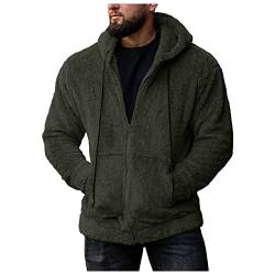 Beokeuioe Herren Teddy Fleece Plüschjacke mit Kapuze Casuale Zip Hoodie Cardigan Kapuzenjacke mit Kangrootaschen Herren Teddy-Fell Fleecejacke Fleece Pullover Sweatjacke von Beokeuioe