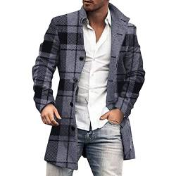 Beokeuioe Herren Winter Wollmantel Slim Fit Lange Jacke Herren Mantel Business Herren Mantel Mittellang Zweireiher Wollmantel mit Seitentaschen Business Winter Jacke lange von Beokeuioe