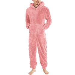 Beokeuioe Herren XXL Kuschelig Jumpsuit Kuschelig Overall Lang Schlafoverall Pyjama Hausanzug Winter Gefüttert Männer Paar Bodysuit Plüsch Thread Warm Pyjama von Beokeuioe