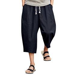 Beokeuioe Hippie-Hose Herren leichte Baumwolle Ninja Aladdin Haremshose Hose Lose Herren Jogginghose Lange Kordelzug Sporthose mit 2 Taschen Herren Hose Gym Fitness Training von Beokeuioe