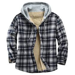 Beokeuioe Holzfäller Jacke Karo Flanell Holzfällerjacke Männlicher Winter-Plaid-Schlitz-Taschen-Jacken-mit Kapuze Langarm-Knopf-Fliegen-Taschen-Jacken-Mantel Laufjacke Herren Atmungsaktiv von Beokeuioe