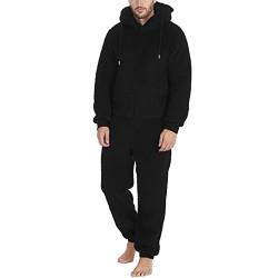 Beokeuioe Jumpsuit Herren Jumpsuit Kuschelig Schlafanzug, Onesie mit Kapuze Fleece Overall Pyjama Paar Thermo Plüsch Einteiler Hose Thermo Einteiler Pyjama Strampler Nachtwäsche von Beokeuioe