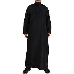 Beokeuioe Muslimische Kleider Herren Kaftan Abaya Männer Muslim Kleidung Islamische Maxikleid Langarm Kaftan Dubai Robe Ramadan Gebetskleidung Thobe von Beokeuioe