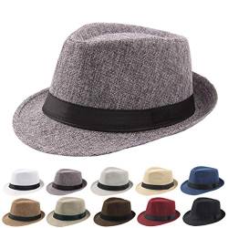 Beokeuioe Panama Hut Fedora-Hut Mode Filz Gangster Hüte für Mann und Frau, Trilby Snap breiter Krempe Vintage Style Dress Hut Mafia Gangster Herren Fedora Trilby Bogart Hut Herren von Beokeuioe