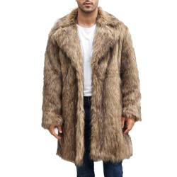 Beokeuioe Pelzmantel Herren Lang Kunstfell Plüsch Winterjacke Fellmantel Warm Mantel Lange Pelzjacke Langarm Revers Faux Pelz Jacke Cardigan Felljacke Wintermantel Winterjacke Männer von Beokeuioe