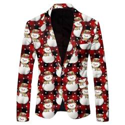 Beokeuioe Sakko Herren Weihnachten Freizeit Blazer Festlich Kostüm Weihnachten Sakko Weihnachtsmotiv Weihnachtsblazer Schneeflocken Smoking Lustige Party Anzugjacke Mantel von Beokeuioe