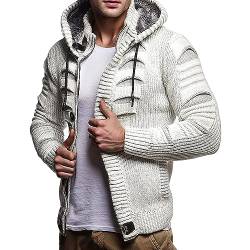 Beokeuioe Strickjacke Herren mit Kapuze & Reissverschluss - Strick Sweatjacke Männer Cardigan für Winter Gestrickt Cardigan Herren mit Tasche Classic Gestrickt Jacke warm von Beokeuioe