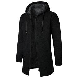 Freizeit-Winter-Kapuzen-Pulli-Strick-Jacke Mäntel Herren Herbst und Winter Solide Kapuze Reißverschluss Warme Strickjacke Strickmantel Daunenjacke Herren von Beokeuioe