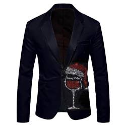 Herren Anzug Jacke Weihnachten Sakko Slim Fit Button in Verschiedenen Druck Festlich Party Blazer Anzugjacke Revers Slim Fit Blazer Elk Print Jacket Xmas von Beokeuioe