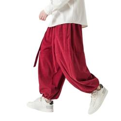 Herren Baggy Haremshose Männer Hip Hop Pumphose Japanischer Hosen Cordhose Ausgebeult Cord Goa Hose Jogginghose Lässig Elastische Taille Loose Jogger Hose Pluderhose von Beokeuioe