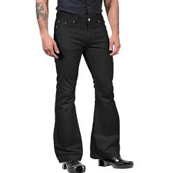 Herren Schlaghose Mit Ausgestelltem Bein Vintage Punk Geradem Bein Denim Jeans Schlaghose Mit Tasche Relaxed Stretch Bell Bottom Fit hip hop Felsen Hose retro von Beokeuioe