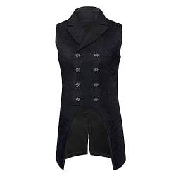 Herren Weste Brokat Frack Tailcoat für Halloween Kostüm Weste Gotisch Steampunk Mittelalter Zweireihige Paisley Weste Hochzeit Party Gothic Steampunk Revers Weste von Beokeuioe