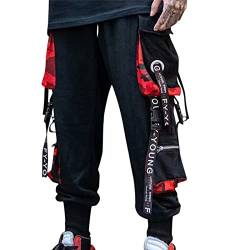 Jogginghose Herren Sommer,Herren Techwear Hosen Hip Hop Jogger Cargo Pants Baggy Streetwear Punk Hose Fitness Slim Fit Trainingshose Freizeithos Moderne Bequeme von Beokeuioe