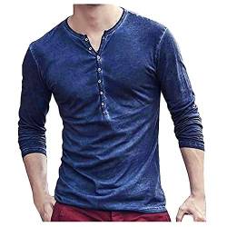 Knopfleiste Hemden Atmungsaktiv Herren Henley Shirt Langarm Einfarbig Leicht Langarmshirt mit Knöpfen Regular Fit Longsleeve-Tee für Männer Casual Outdoor Beach T-Shirt von Beokeuioe