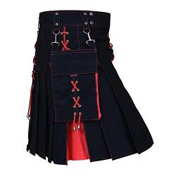 Schottische Culottes Schottischer Kilt Herren Kariert Röcke Modern Fashion Rock Kleid Individualität Vintage Casual Karo Rock mit Taschen Männer Spleiß Schottischer Kilt… von Beokeuioe