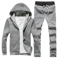 Warmer Jogginganzug Herren Winter Plüsch 2-TeiligTrainingsanzug 2-Teilig Herren Fleece Hausanzug Herren Winter Gefüttert und Warm Innen Mit Fell Bekleidungsset von Beokeuioe