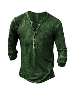 Hemd Herren Langarmshirt Henley Shirt Männer Freizeithemd Vintage Casual Leicht Baumwolle Slim Fit T-Shirt von Beotyshow