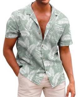 Herren Hawaiihemd Freizeit Hemd Kurzarm Baumwolle Blumen Shirt Urlaub Sommer Strand Hemd Reise Shirts von Beotyshow