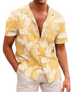 Herren Hawaiihemd Freizeit Hemd Kurzarm Baumwolle Blumen Shirt Urlaub Sommer Strand Hemd Reise Shirts von Beotyshow