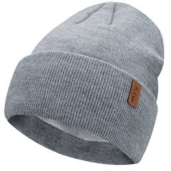 Bequemer Laden Damen Herren Winter Warm Beanie Müte Strickmütze Slouchy Wintermütze Cuffed Skull Cap mit Fleece Gefüttert, Dunkelgrau, Einheitsgröße von Bequemer Laden