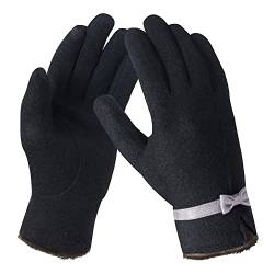 Bequemer Laden Damen Winter Warm Kaschmir Touchscreen Handschuhe mit Fleece Gefütterte, Elegant Winterhandschuhe Gestrickte Handschuhe mit Schleife Dekoration von Bequemer Laden