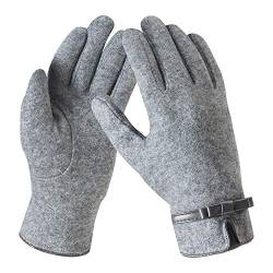 Bequemer Laden Damen Winter Warm Kaschmir Touchscreen Handschuhe mit Fleece Gefütterte, Elegant Winterhandschuhe Gestrickte Handschuhe mit Schleife Dekoration von Bequemer Laden