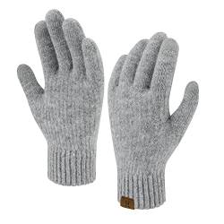 Bequemer Laden Damen Winter Warm Touchscreen Handschuhe Thermal Winterhandschuhe Gestrickte Handschuhe Strickhandschuhe mit Elastisch Manschette, Hellgrau von Bequemer Laden