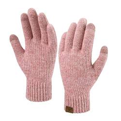 Bequemer Laden Damen Winter Warm Touchscreen Handschuhe Thermal Winterhandschuhe Gestrickte Handschuhe Strickhandschuhe mit Elastisch Manschette, Rosa von Bequemer Laden