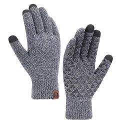 Bequemer Laden Damen Winter Warm Touchscreen Handschuhe Thermo Winterhandschuhe Winddicht Rutschfest Strickhandschuhe mit H-Form Offsetdruck Frauen Geschenk, Einheitsgröße, Marine von Bequemer Laden