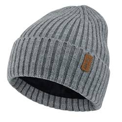 Bequemer Laden Herren Winter Warm Beanie Müte Stricktmüte Wintermüte Slouchy Skull Cap mit Fleece Gefüttert, Grau, Einheitsgröße von Bequemer Laden