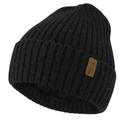 Bequemer Laden Herren Winter Warm Beanie Müte Stricktmüte Wintermüte Slouchy Skull Cap mit Fleece Gefüttert, Schwarz, Einheitsgröße von Bequemer Laden