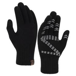 Bequemer Laden Herren Winter Warm Touchscreen Handschuhe Rutschfest Strickhandschuhe Winddicht Thermo Winterhandschuhe für Sci Fahrrad Motorrad, A Schwarz von Bequemer Laden