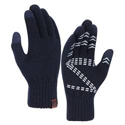 Bequemer Laden Herren Winter Warm Touchscreen Handschuhe Rutschfest Strickhandschuhe Winddicht Thermo Winterhandschuhe für Sci Fahrrad Motorrad, Dunkelblau von Bequemer Laden