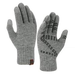 Bequemer Laden Herren Winter Warm Touchscreen Handschuhe Rutschfest Strickhandschuhe Winddicht Thermo Winterhandschuhe für Sci Fahrrad Motorrad, Grau von Bequemer Laden