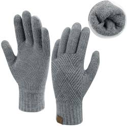 Damen Winter Warm Touchscreen Handschuhe Thermo Gestrickte Winterhandschuhe Doppellagige Strickhandschuhe mit Fleece Gefütterte Frauen Geschenk, Dunkelgrau von Bequemer Laden