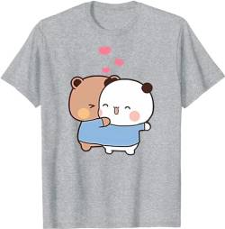 Kawaii Panda Bear Hug Bubu Dudu Love Play Together Valentines Days Funny Gift Unisex T-Shirt (Grey,L) von Berentoya