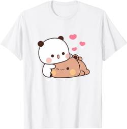 Kawaii Panda Bear Hug Bubu Dudu Love Valentines Days Funny Gift Unisex T-Shirt (White,2XL) von Berentoya