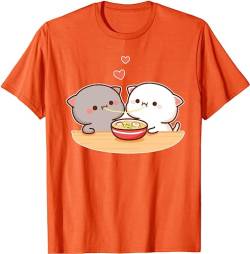Kawaii Panda Bear Hug Bubu Dudu Valentine Eating Ramen Valentines Days Funny Gift Unisex T-Shirt (Orange,XS) von Berentoya